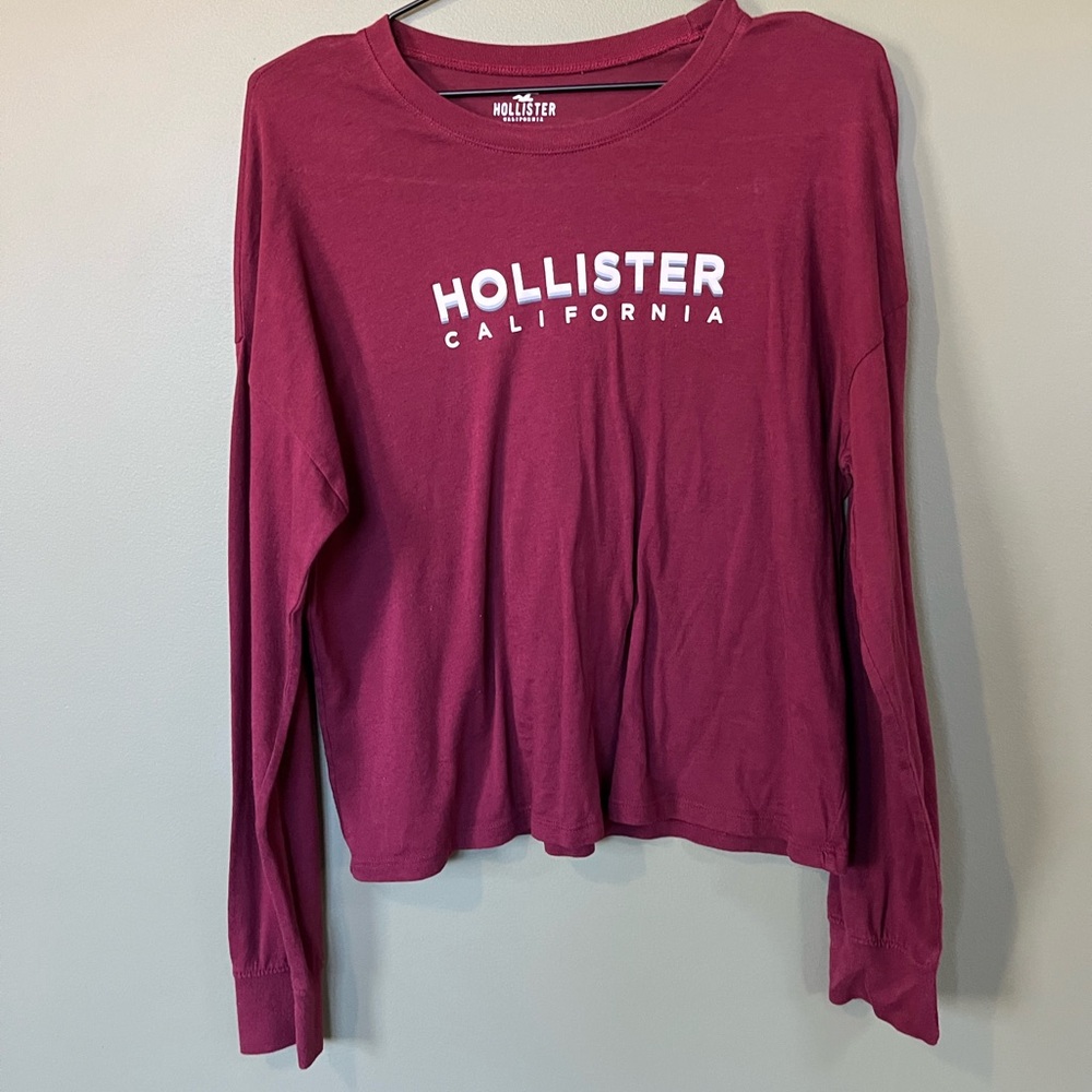 Hollister Women's Burgundy Long Sleeve Top